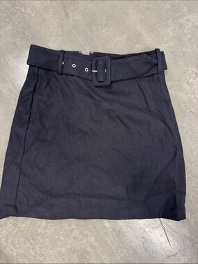 Classic Nine West XS Black Belted Mini Skirt